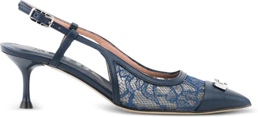 Morobé Delilah slingback pumps met kanten vlak Blauw