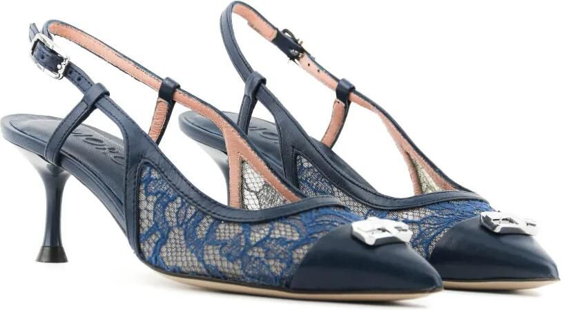 Morobé Delilah slingback pumps met kanten vlak Blauw - Foto 5