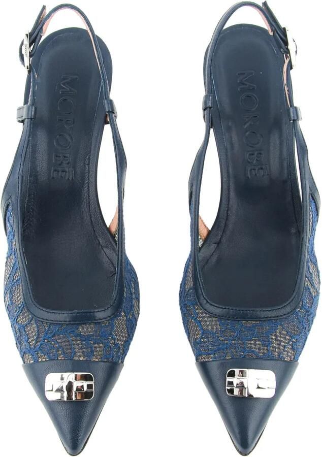 Morobé Delilah slingback pumps met kanten vlak Blauw - Foto 2