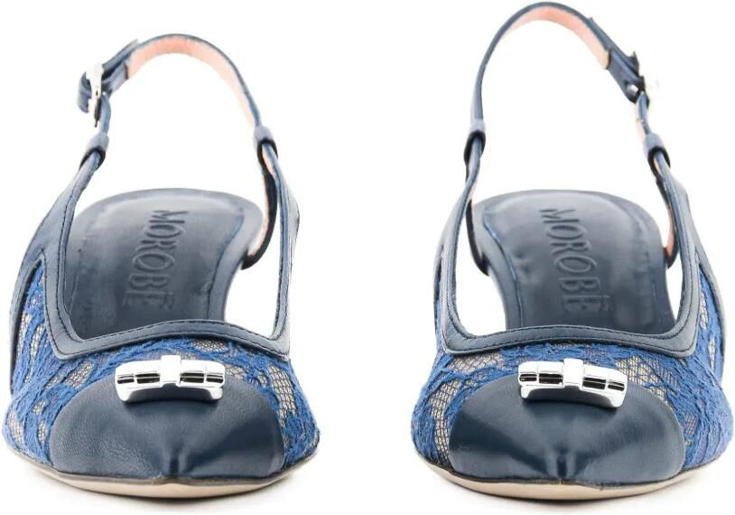Morobé Delilah slingback pumps met kanten vlak Blauw - Foto 3