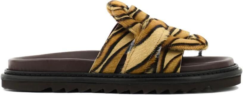 Morobé Emilia geweven sandalen met kalfshaar Beige