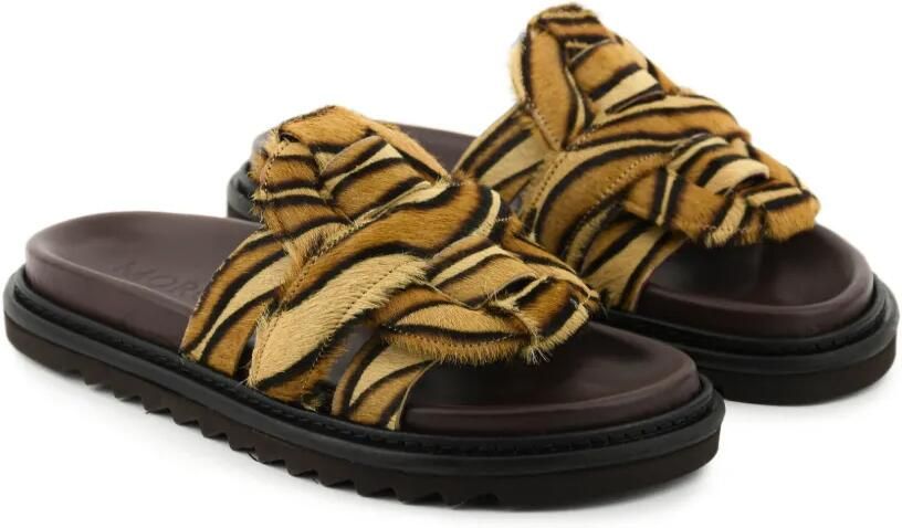 Morobé Emilia geweven sandalen met kalfshaar Beige - Foto 4