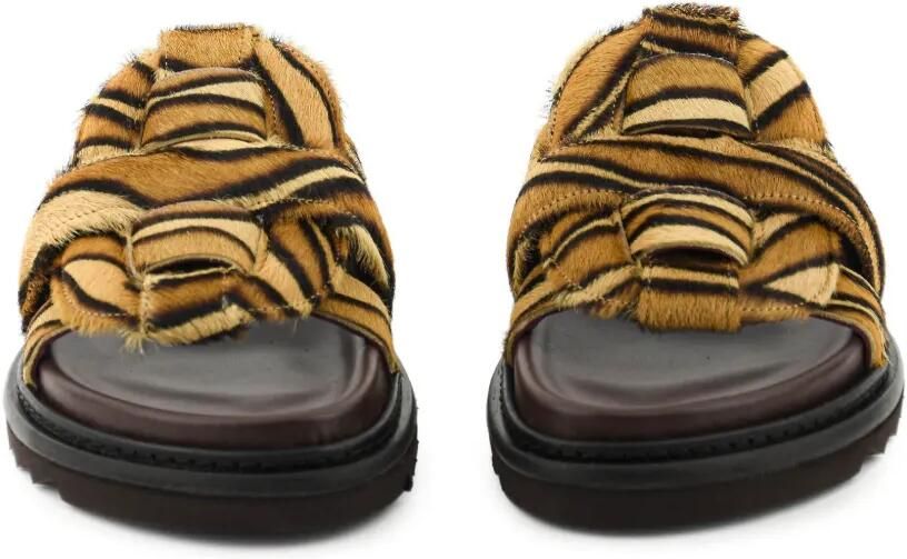 Morobé Emilia geweven sandalen met kalfshaar Beige - Foto 3