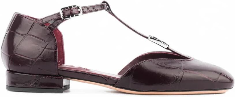 Morobé Florence Mary-Jane leren pumps met krokodillen-reliëf Rood