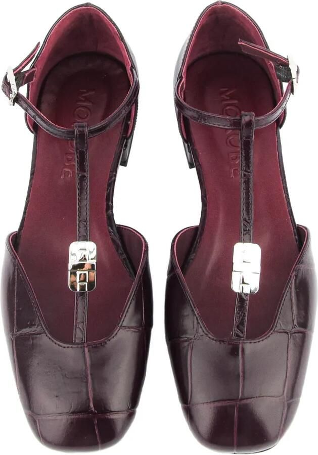Morobé Florence Mary-Jane leren pumps met krokodillen-reliëf Rood - Foto 2