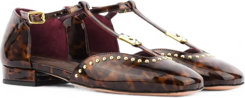 Morobé Florence pumps met studs en T-bandje Bruin - Foto 5
