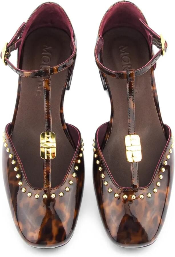 Morobé Florence pumps met studs en T-bandje Bruin - Foto 2