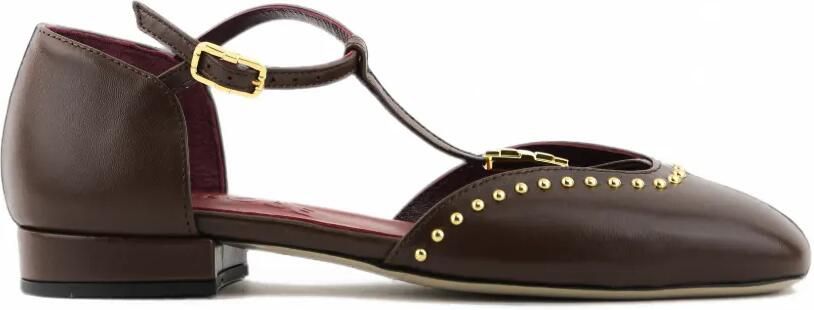 Morobé Florinne platte pumps verfraaid met studs Bruin