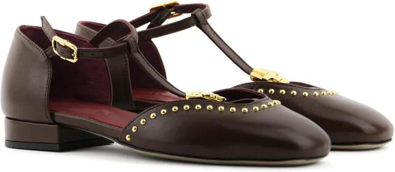 Morobé Florinne platte pumps verfraaid met studs Bruin - Foto 5