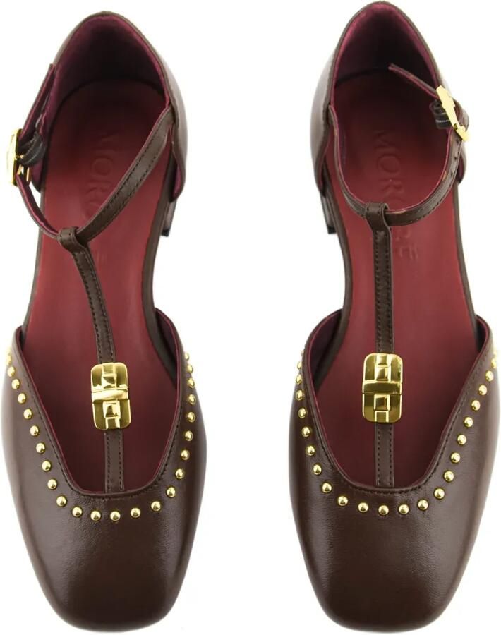 Morobé Florinne platte pumps verfraaid met studs Bruin - Foto 2