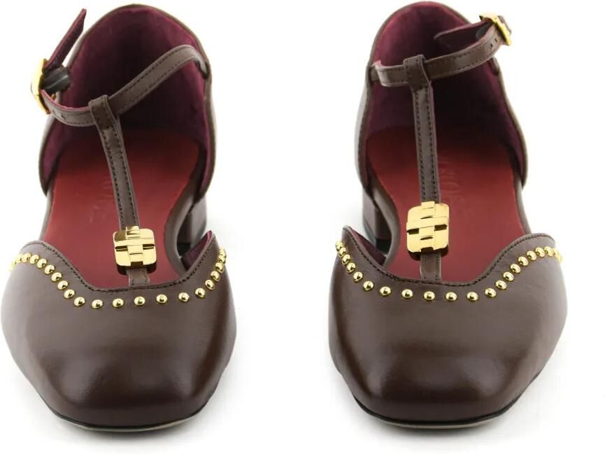Morobé Florinne platte pumps verfraaid met studs Bruin - Foto 3