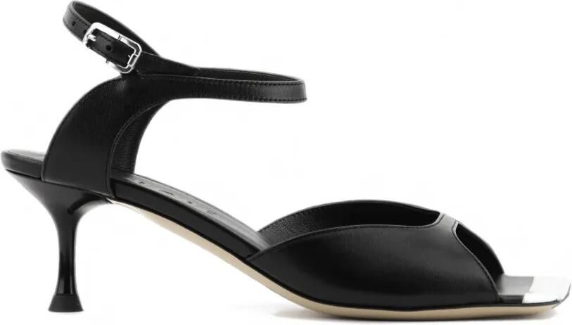 Morobé Grace leren sandalen met hak Zwart