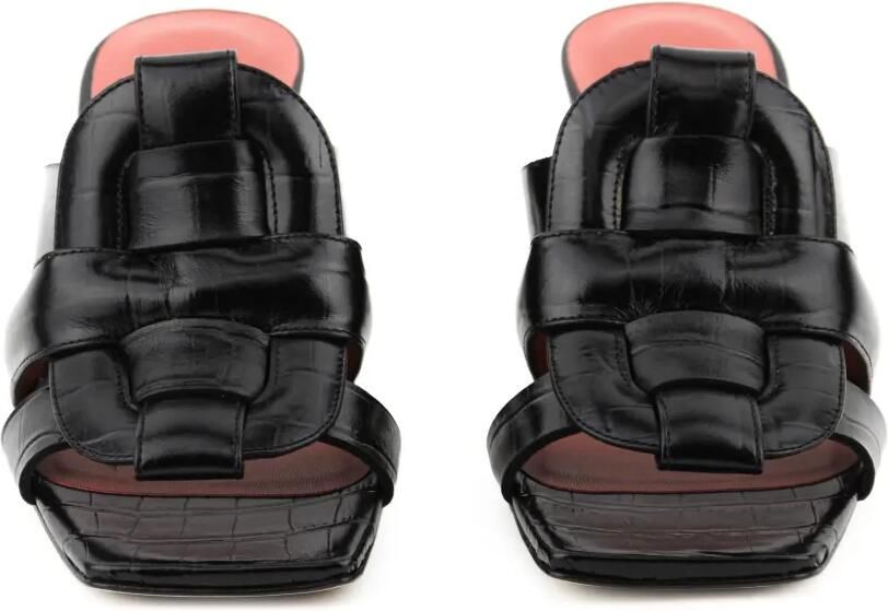 Morobé Leren sandalen met hak en krokodillenreliëf Zwart - Foto 3