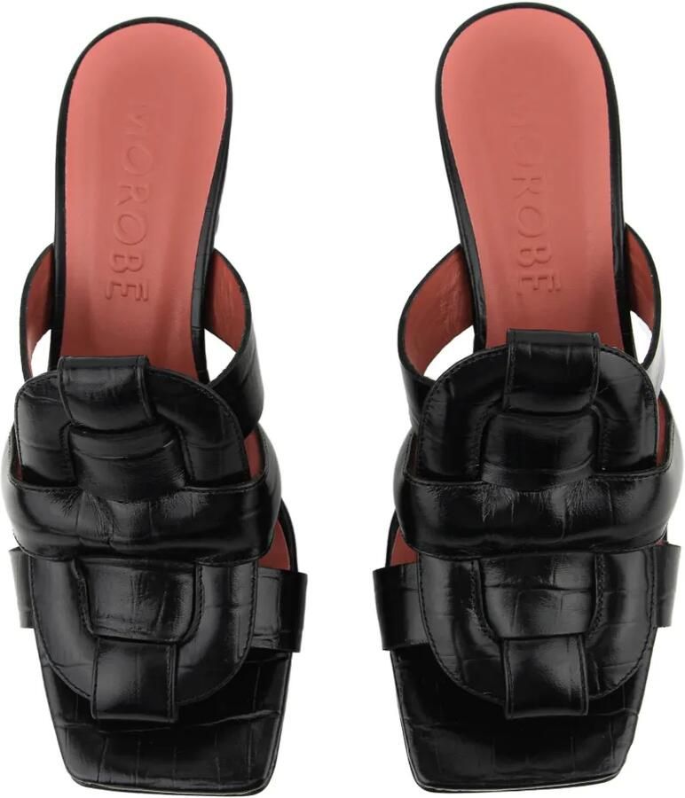 Morobé Leren sandalen met hak en krokodillenreliëf Zwart - Foto 2