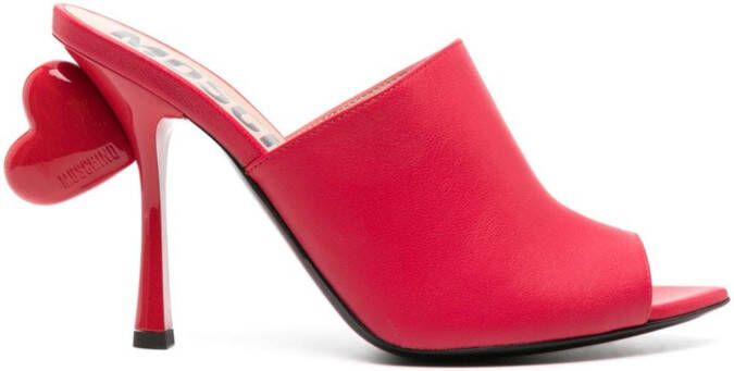 Moschino 100mm leren pumps met hartdetail Rood