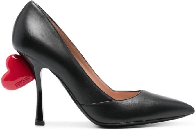 Moschino 105mm leren pumps met applicatie Zwart