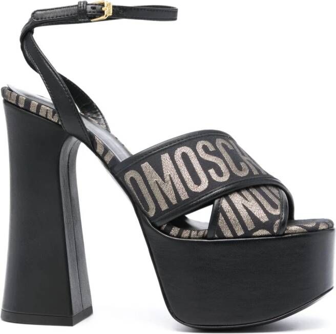 Moschino 140mm sandalen met logo jacquard Zwart