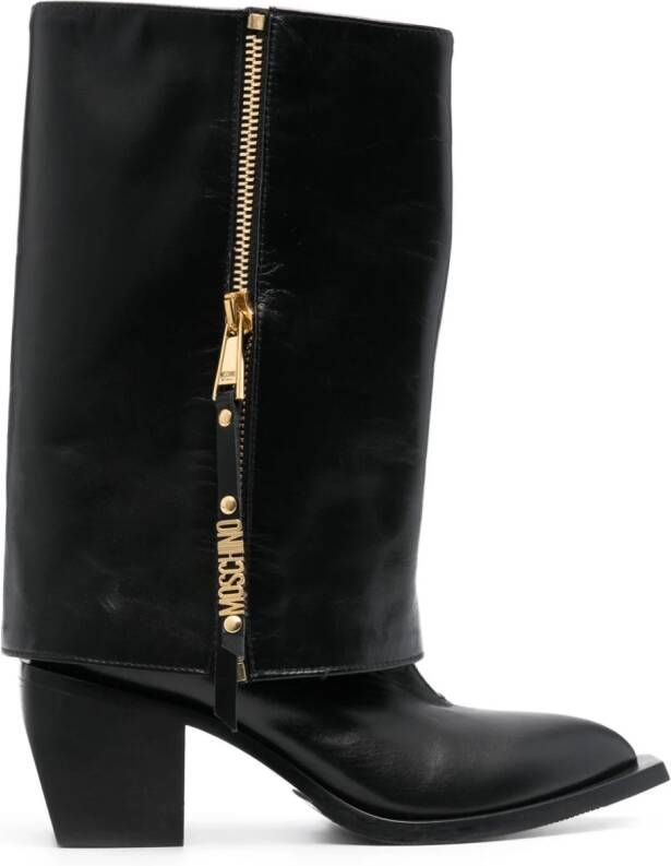 Moschino 70mm leren cowboylaarzen Zwart