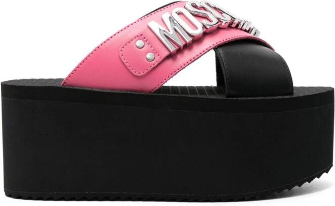 Moschino 80mm sandalen met sleehak Roze