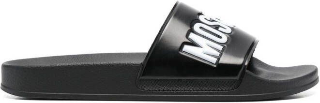 Moschino Slippers met logo-reliëf Zwart