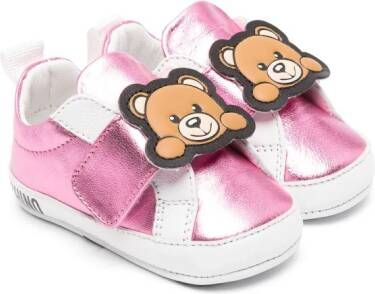 Moschino Kids Babyschoenen met teddybeerpatch Roze