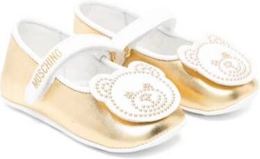 Moschino Kids Leren ballerina's Goud