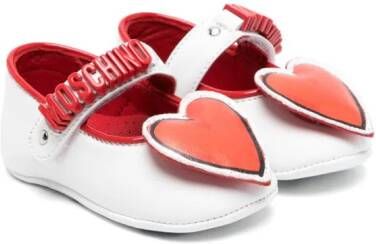 Moschino Kids Leren ballerina's met hartapplicatie Wit