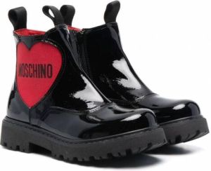 Moschino Kids Leren laarzen Zwart