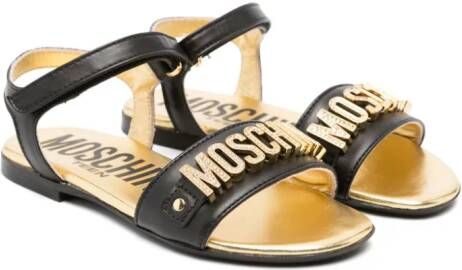 Moschino Kids Leren sandalen Zwart
