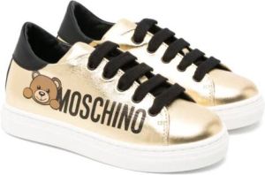 Moschino Kids Leren sneakers Goud