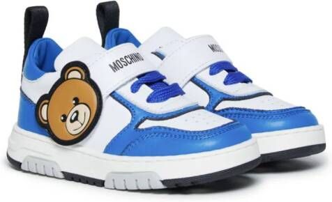 Moschino Kids Leren sneakers met Teddypatch Blauw