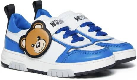 Moschino Kids Leren sneakers met Teddypatch Wit