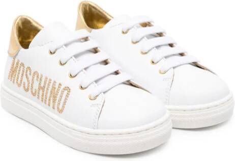 Moschino Kids Leren sneakers Wit