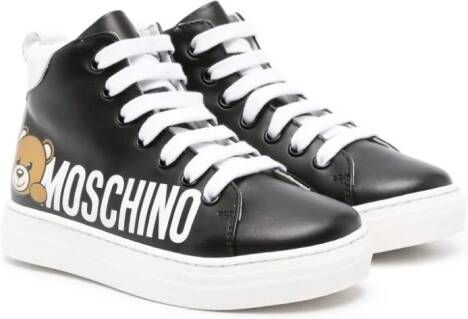 Moschino Kids Leren sneakers Zwart