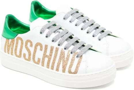 Moschino Kids Sneakers verfraaid met logo Wit