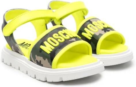 Moschino Kids Sandalen met geborduurd logo Geel