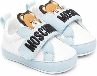 Moschino Kids Sneakers met geborduurd logo Wit