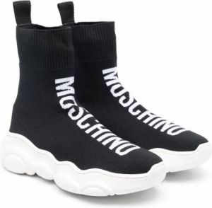 Moschino Kids Soksneakers met logo jacquard Zwart