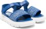 Moschino Kids Sandalen met logo jacquard en klittenband Blauw - Thumbnail 1