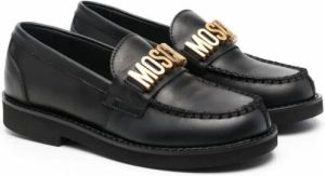 Moschino Kids Loafers met logo Zwart