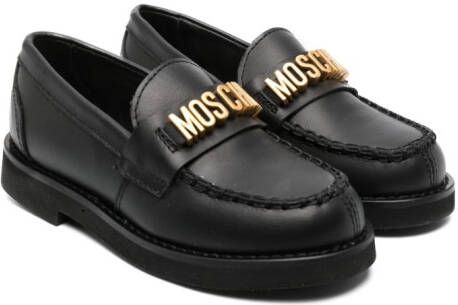 Moschino Kids Leren mocassins Zwart