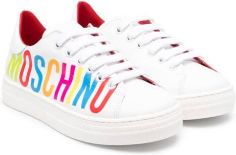 Moschino Kids Leren sneakers Wit