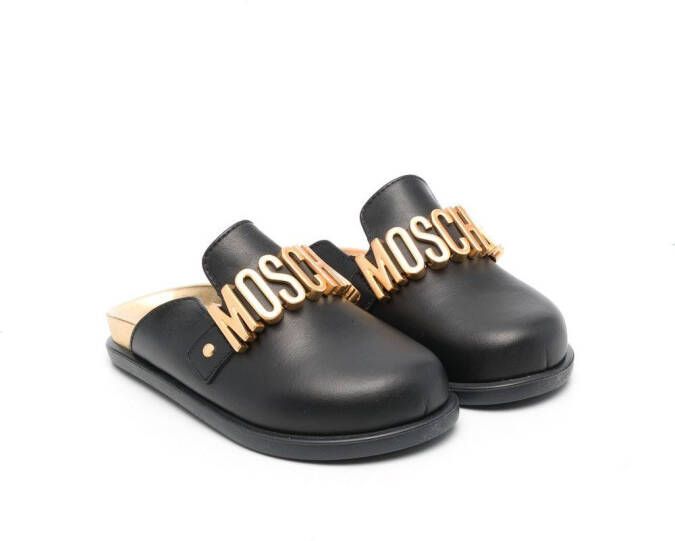 Moschino Kids Sandalen met logo Zwart
