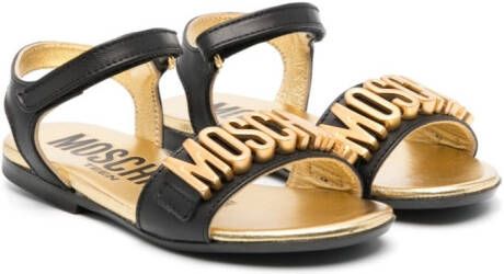 Moschino Kids Sandalen met logo Zwart