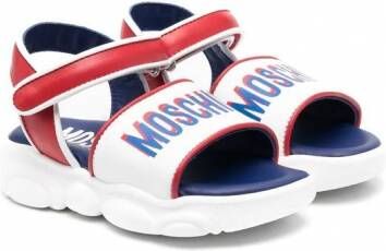 Moschino Kids Sandalen met logoprint Wit