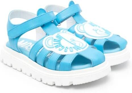 Moschino Kids Sandalen met teddybeer-applicatie Blauw