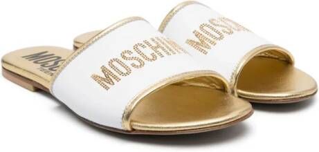 Moschino Kids Sandalen verfraaid met logo Goud