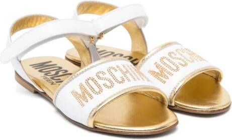 Moschino Kids Sandalen verfraaid met logo Wit