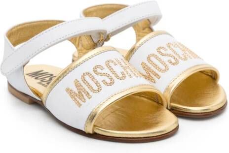 Moschino Kids Sandalen verfraaid met logo Wit