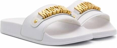 Moschino Kids Slippers met logo Wit